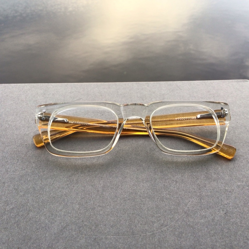 Eyebobs Mr. Digler Transparent Clear and Amber Rectangle Men's Eyeglass Frames
